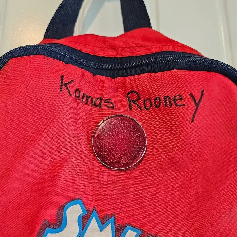 Vintage Smurfs Backpack 1980 Red Soccer Reflector Collectible Retro Cartoon 19